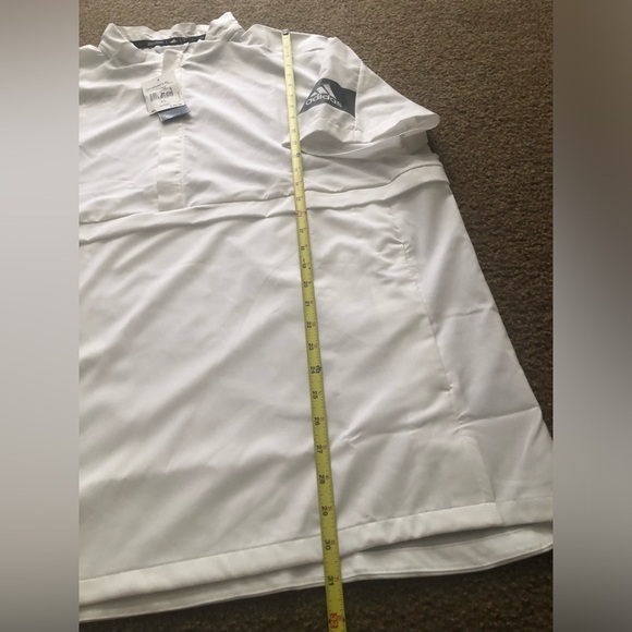 Mens Adidas Game Model 1/4 Shirt XL White Golf Sport NWT Side Zipper Short Sleev - Picture 3 of 6